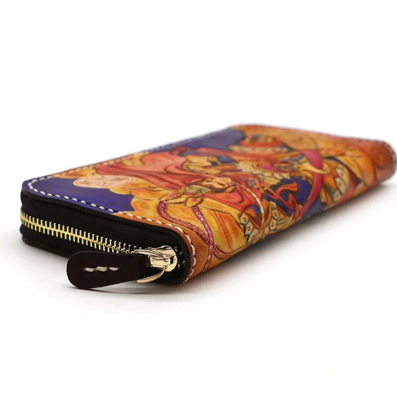 Saigon-Leather Artistic Engraved Leather Long Wallet E726 - Image 2