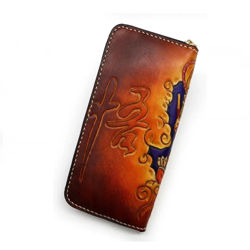 Saigon-Leather Artistic Engraved Leather Long Wallet E726 - Image 4
