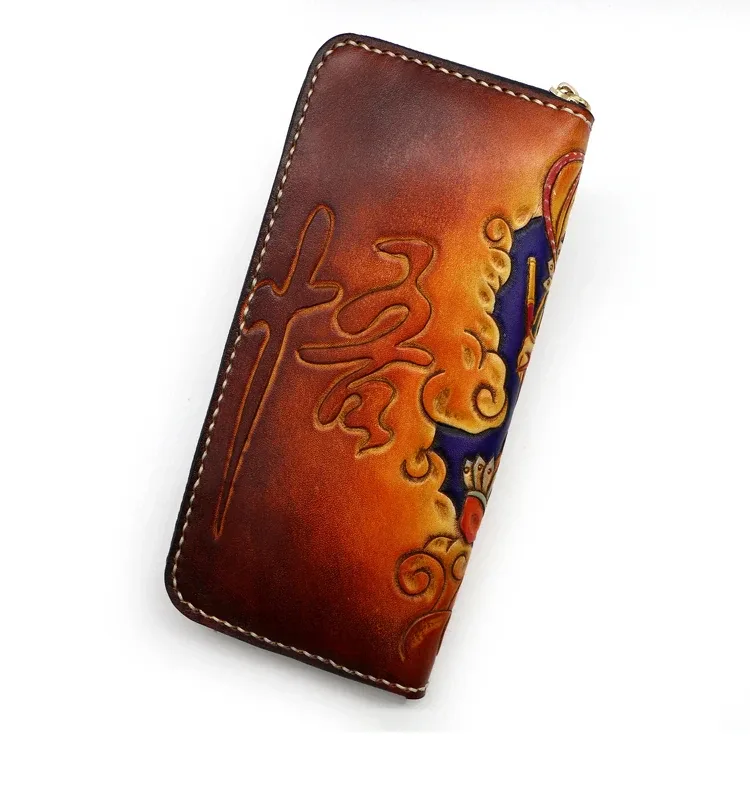 Saigon-Leather Artistic Engraved Leather Long Wallet E726 - Image 5