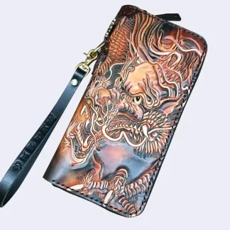 Saigon-Leather Masterpiece Carved Long Wallet E728