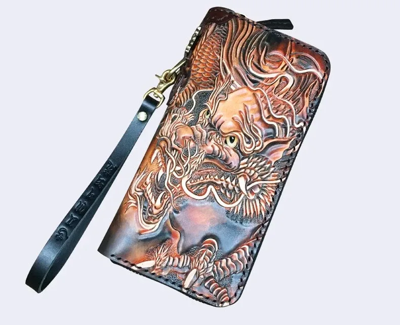 Saigon-Leather Masterpiece Carved Long Wallet E728