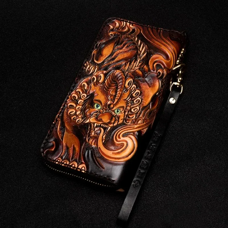 Saigon-Leather Masterpiece Carved Long Wallet E728 - Image 4