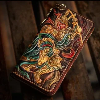 Saigon-Leather Artistic Engraved Leather Long Wallet E732