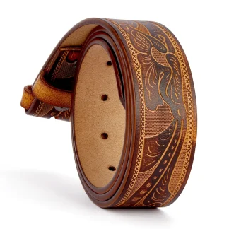 Saigon Leather Handcrafted Carved Leather Belt Strap for Men B804