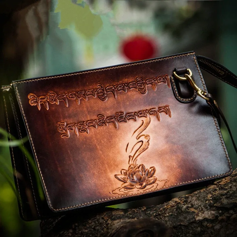 Customizable Artfully Engraved Leather Handbag HB522 - Image 3