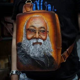 Artfully Engraved Leather Handbag - A Perfect Gift - BAG07