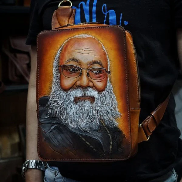Artfully Engraved Leather Handbag - A Perfect Gift - BAG07
