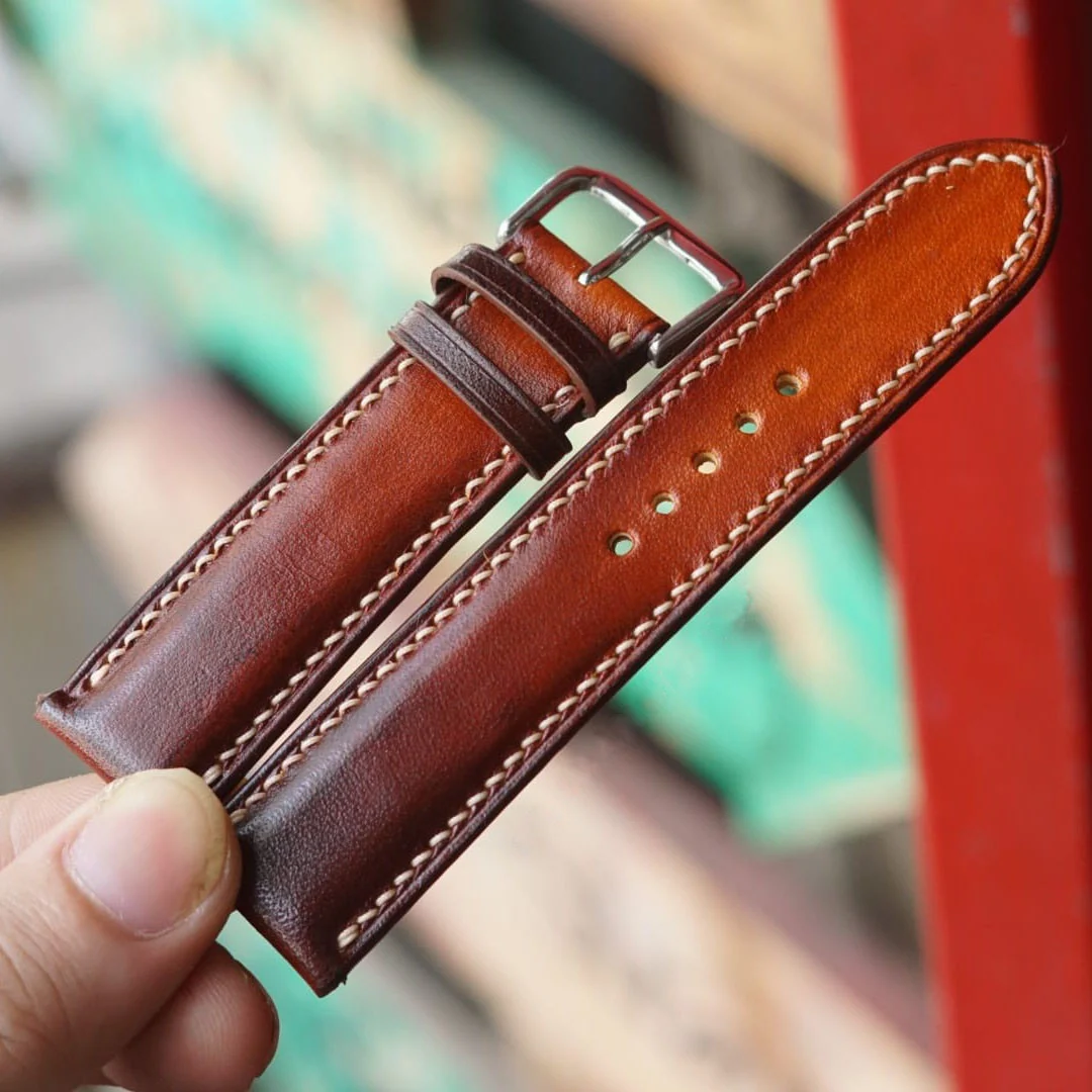 Saigon-Leather Handcrafted Patina Leather Watch Strap - Image 5
