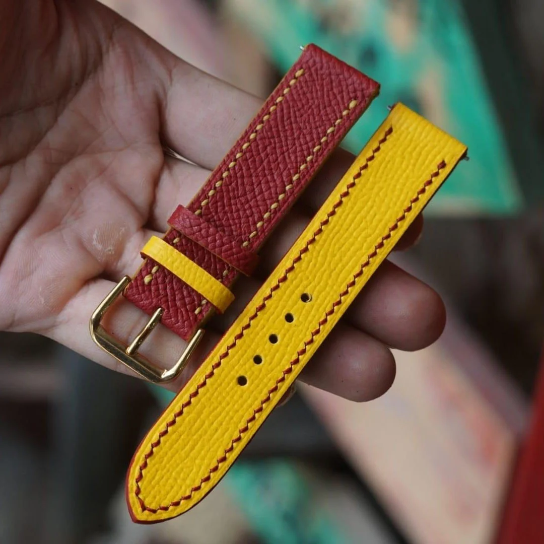 Saigon-Leather Handcrafted Two-Tone Saffiano Leather Watch Strap - Image 4
