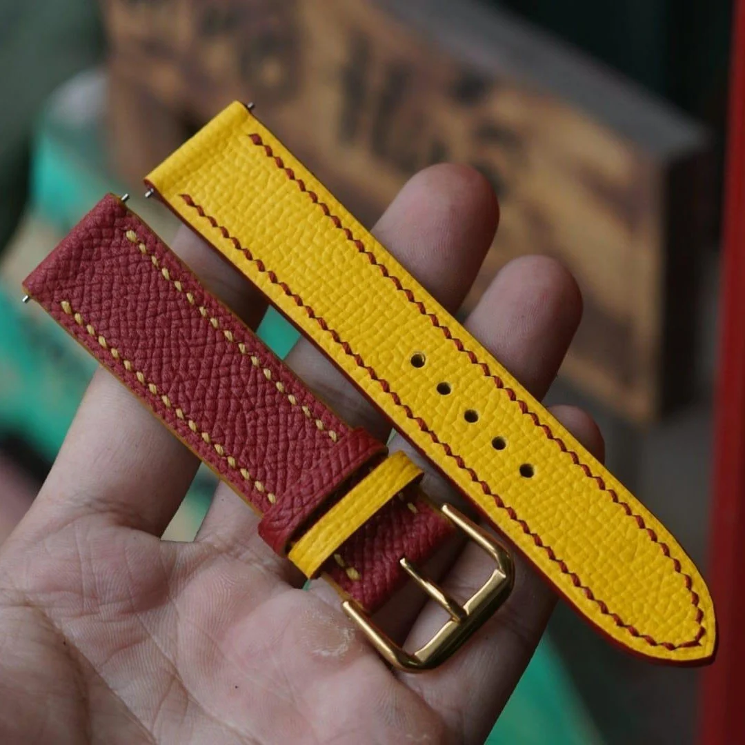 Saigon-Leather Handcrafted Two-Tone Saffiano Leather Watch Strap - Image 5