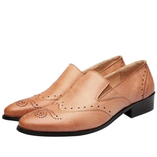 British Style Classic Leather Loafers - Pointed Toe Breathable Casual Shoes for Men