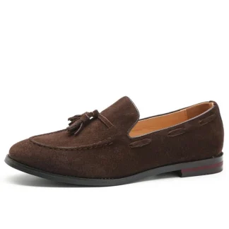 Merkmak Men’s Suede Tassel Loafers - Big Size Slip-On Business and Casual Shoes