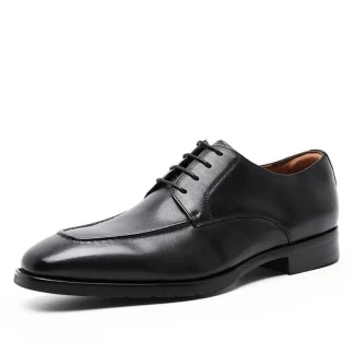 Brand New Genuine Leather Waxed Lace-Up Dress Shoes - Handmade Elegant Cowhide Leather Business Shoes for Men