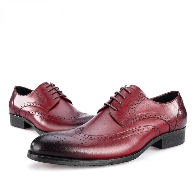 Summer Men's Vintage Brogue Oxfords - Carved Genuine Leather Breathable Dress Shoes - Image 8