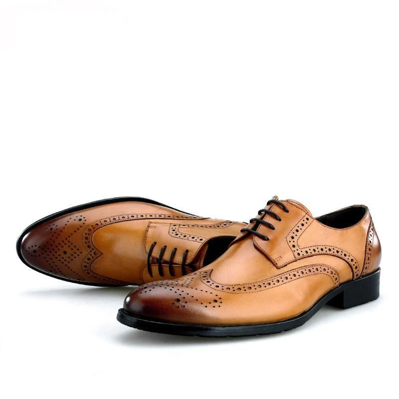 Summer Men's Vintage Brogue Oxfords - Carved Genuine Leather Breathable Dress Shoes - Image 5