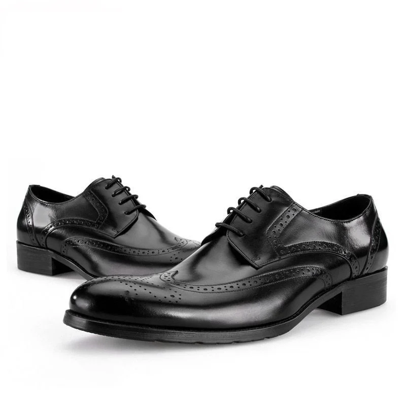 Summer Men's Vintage Brogue Oxfords - Carved Genuine Leather Breathable Dress Shoes - Image 4