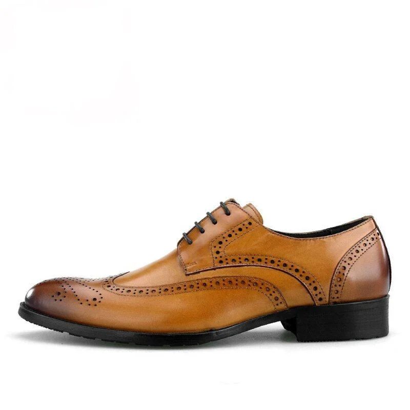 Summer Men's Vintage Brogue Oxfords - Carved Genuine Leather Breathable Dress Shoes - Image 6