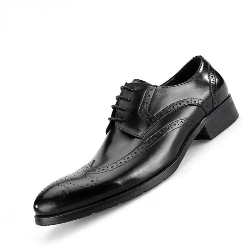 Summer Men's Vintage Brogue Oxfords - Carved Genuine Leather Breathable Dress Shoes - Image 2