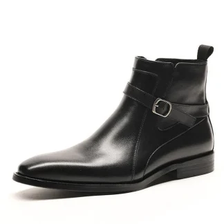 Autumn Winter Slip-On Pointed Chelsea Boots - Genuine Leather Business Formal Boots for Men