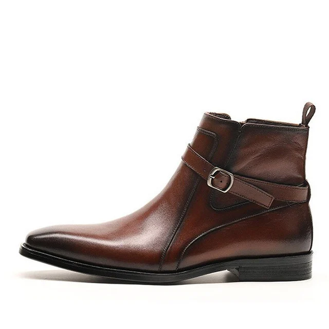 Autumn Winter Slip-On Pointed Chelsea Boots - Genuine Leather Business Formal Boots for Men - Image 4