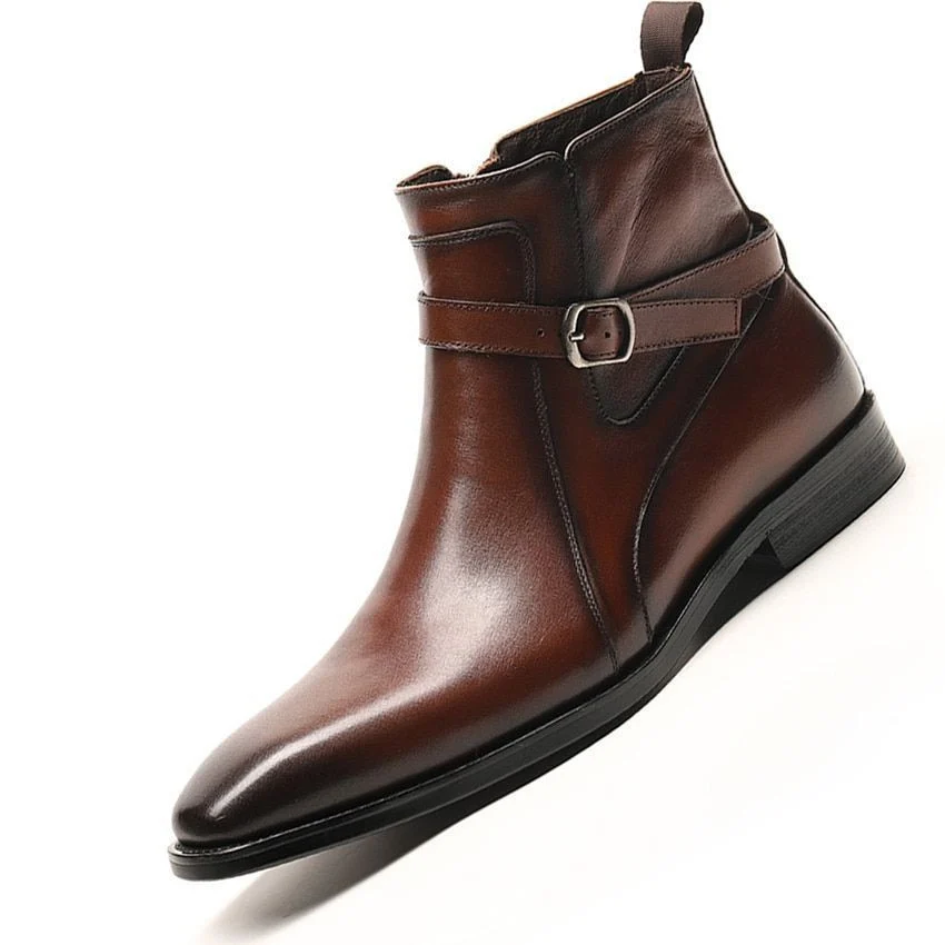 Autumn Winter Slip-On Pointed Chelsea Boots - Genuine Leather Business Formal Boots for Men - Image 5
