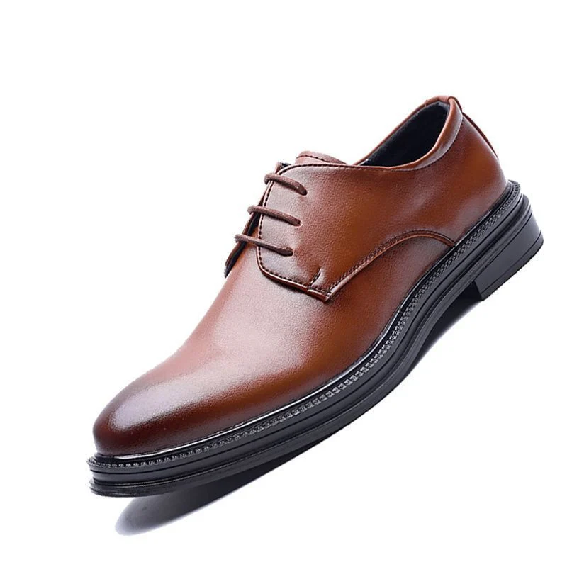 Fashion Pointed Casual Business Shoes - Simple and Comfortable Genuine Leather Dress Shoes for Men - Image 5