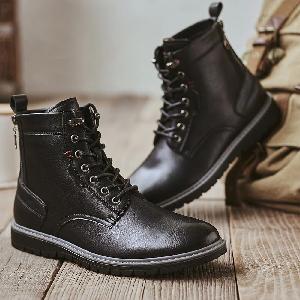 Man Lace-up Casual Boots New Autumn Ankle Botas Fashion Shoes Men Basic boots Men Comfy Leather Outdoor Walking Men's Boots - Image 6