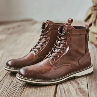 Man Lace-up Casual Boots New Autumn Ankle Botas Fashion Shoes Men Basic boots Men Comfy Leather Outdoor Walking Men's Boots