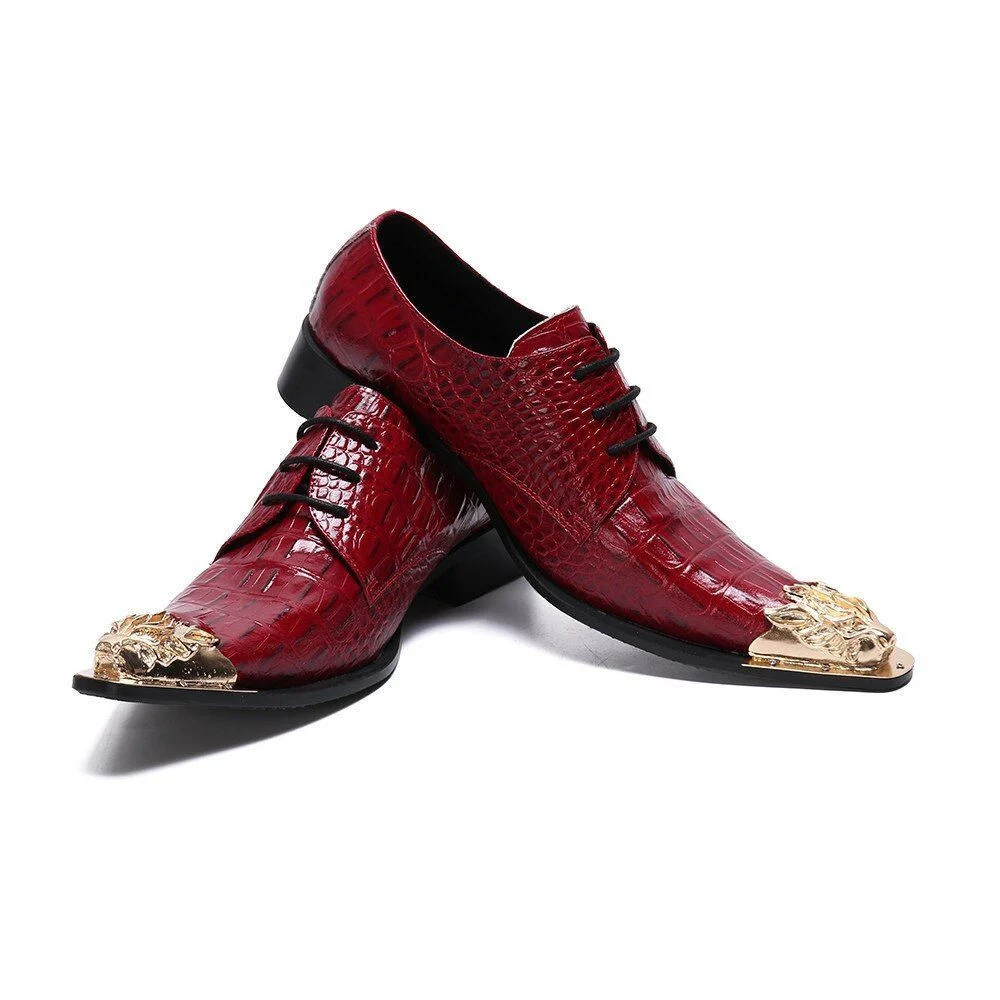 Christia Bella Snake Skin Genuine Leather Business Shoes - Fashion Plus Size Metal Pointed Toe Formal Shoes for Men - Image 6