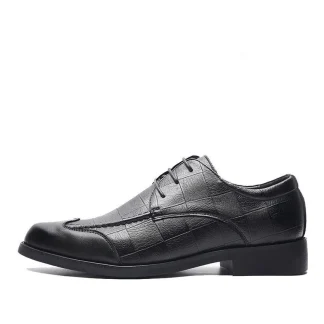 Pointed Toe Casual Leather Oxford Shoes - Business Dress Lace-Up Flats for Men