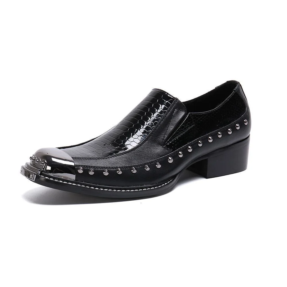 Snake Pattern Genuine Leather Men's Business Loafer Shoes