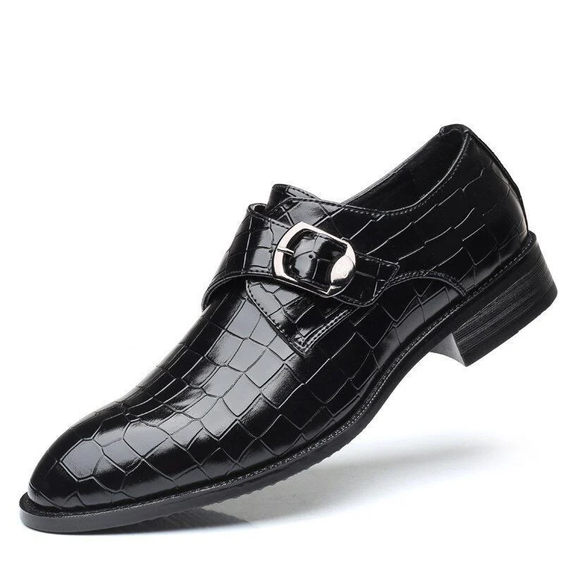 Men's Vintage Handmade Leather Monk Strap Dress Shoes - British Brogue Style Wedding Formal Shoes - Image 6