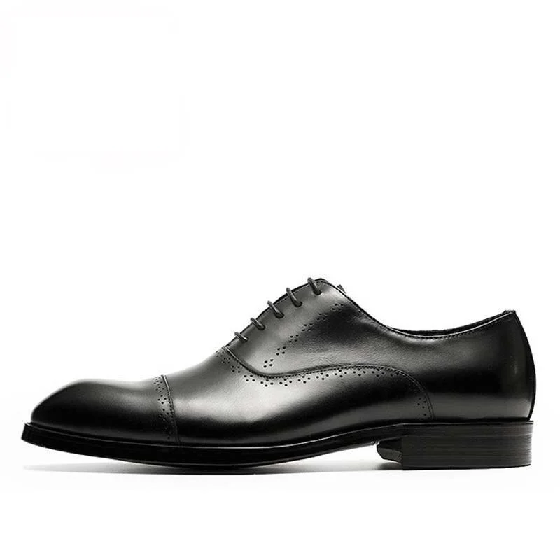 Genuine Leather British Style Pointed Toe Brogue Oxford Shoes - Retro Carved Wedding & Hairstylist Shoes for Men - Image 3