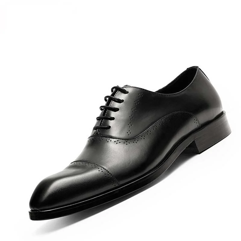 Genuine Leather British Style Pointed Toe Brogue Oxford Shoes - Retro Carved Wedding & Hairstylist Shoes for Men - Image 4