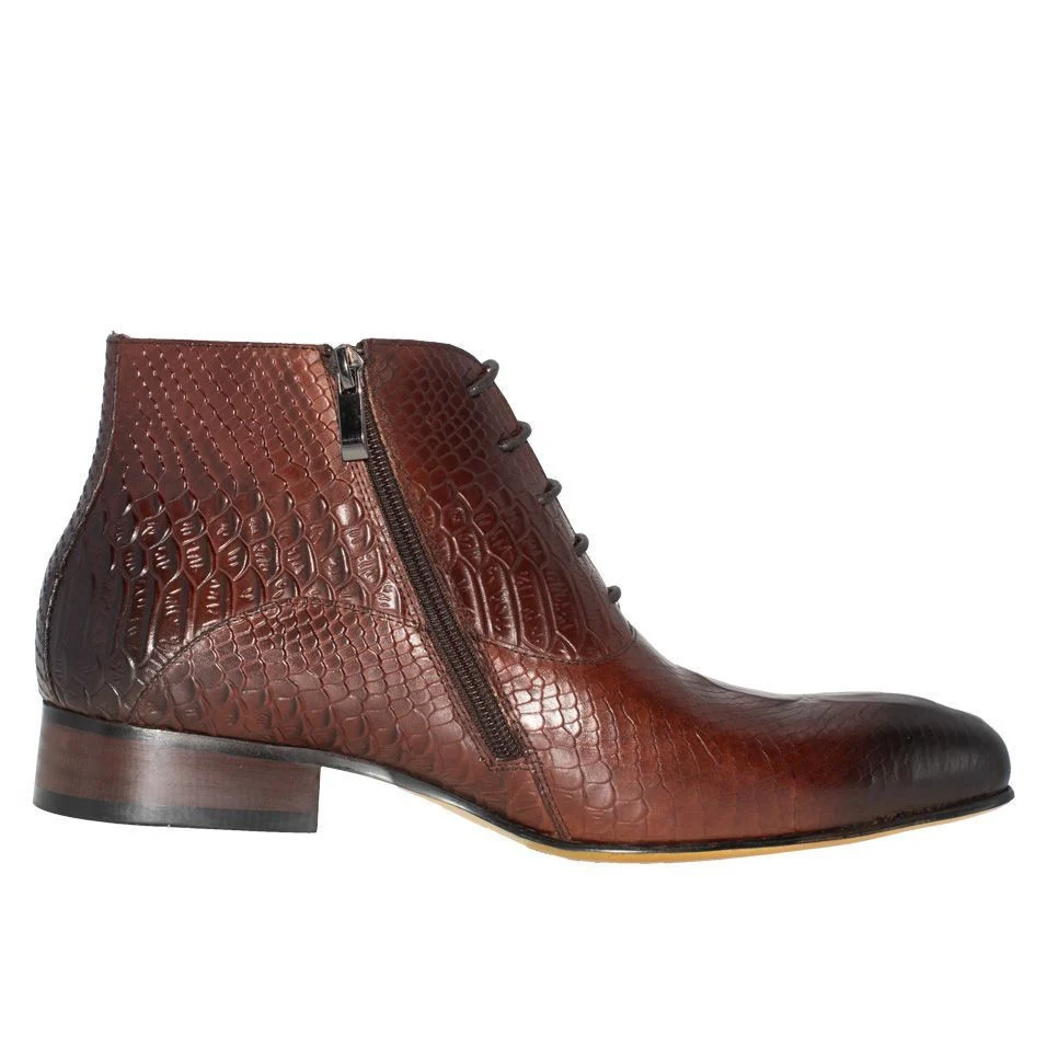 Men's Luxury Leather Dress Boots - Lace-Up and Zip Ankle Pointed Toe Oxfords in Black and Brown - Image 3