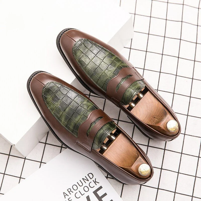 Misalwa British Italian Leather Slip-On Dress Shoes - Purple and Green Plus Size Formal Footwear for Gentlemen - Image 7