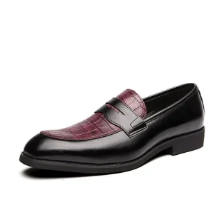 Misalwa British Italian Leather Slip-On Dress Shoes - Purple and Green Plus Size Formal Footwear for Gentlemen