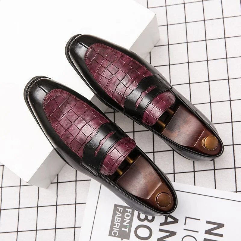 Misalwa British Italian Leather Slip-On Dress Shoes - Purple and Green Plus Size Formal Footwear for Gentlemen - Image 9
