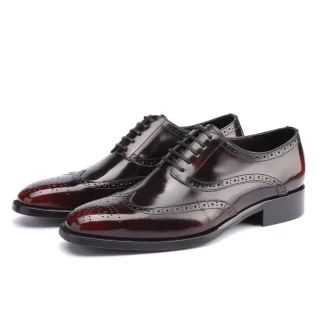 Men's Luxury Handmade Genuine Leather Derby Shoes - Vintage Retro Office, Wedding, and Formal Dress Shoes