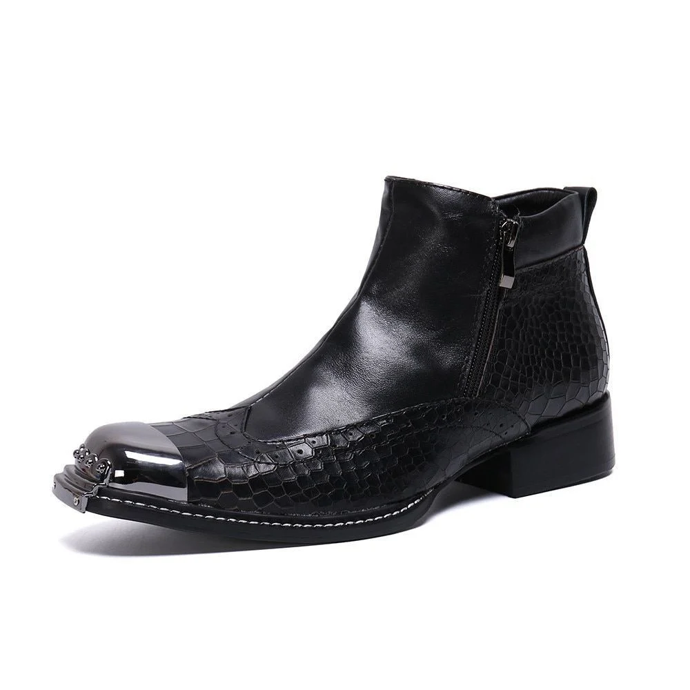 Christia Bella Winter Embroidery Genuine Leather Boots - Fashion Casual Ankle Boots for Men - Image 5