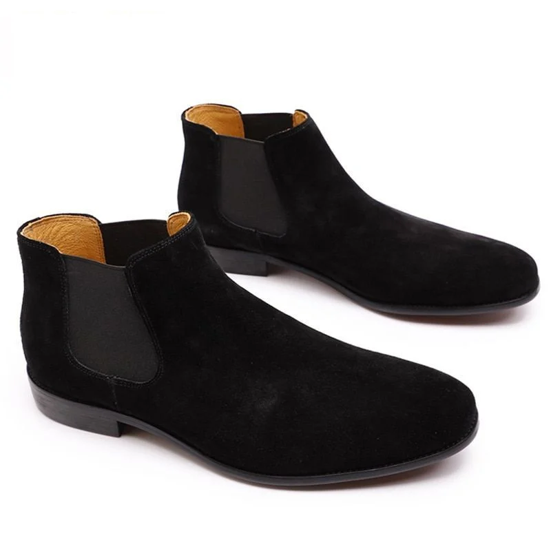 Luxury Design Men’s Leather Chelsea Boots - High-Grade Suede Ankle Boots with Elastic Band