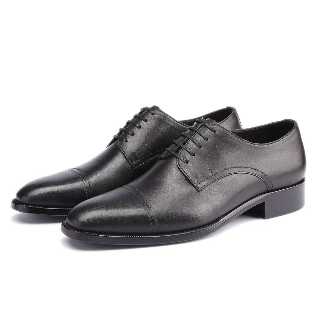 Luxury Handmade Genuine Leather Derby Shoes - Vintage Retro Dress Shoes for Men