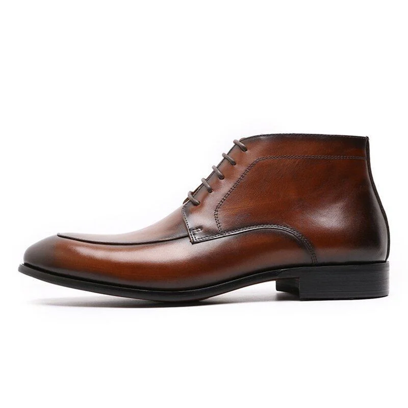 Luxury Genuine Leather Ankle Boots - High-Grade Lace-Up and Zip Dress Shoes for Men - Image 6