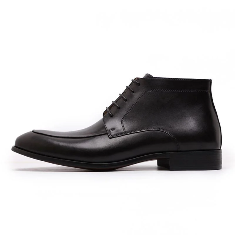 Luxury Genuine Leather Ankle Boots - High-Grade Lace-Up and Zip Dress Shoes for Men - Image 7