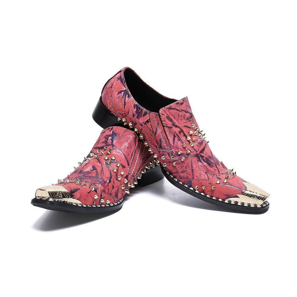Christia Bella Fashion Rivets Genuine Leather Men Business Shoes Large Size Slip On Metal Pointed Toe Formal Dress Men Shoes - Image 5