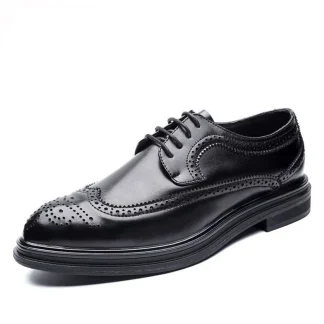 Men's Genuine Leather Fashion England Shoes - Pointed Toe Business Dress Casual Comfortable Oxfords