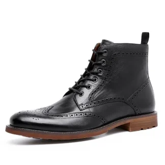 Men's Bullock Carved British Boots - Business Dress Genuine Leather Short Boots