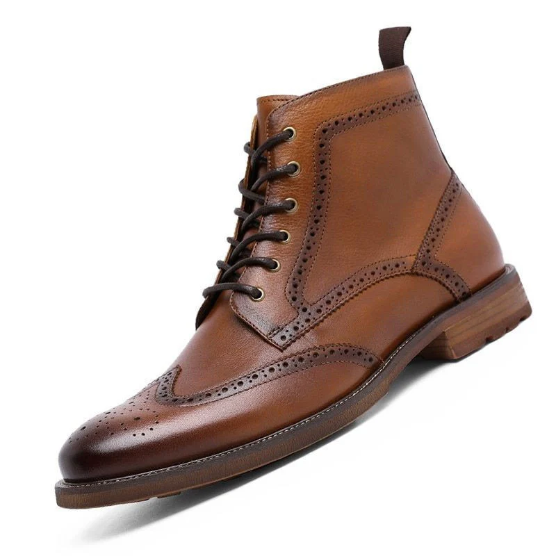Men's Bullock Carved British Boots - Business Dress Genuine Leather Short Boots - Image 6