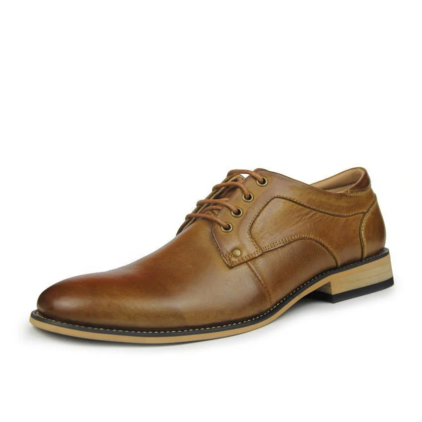 New Men's Genuine Leather Handmade Dress Shoes - Business & Wedding Lace-Up Shoes
