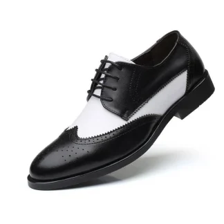 Brogue Engraved Business Dress Shoes Men Genuine Leather Oxfords Wedding Party Shoes Male British Breathable Pointed Shoes